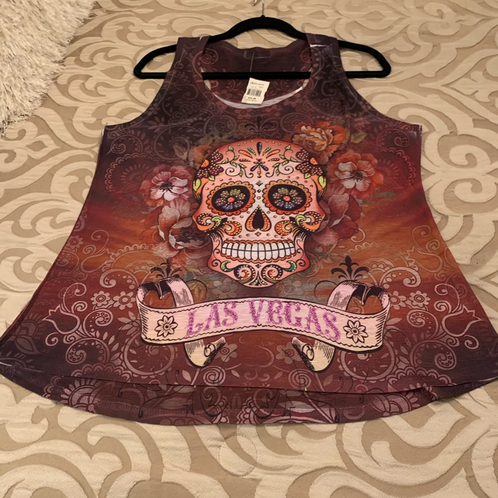 Skull head tank top . Las Vegas . size L - Picture 4 of 7